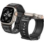 Spigen Rugged Ultra Band Armband - Matt Schwarz, Hochwertiges TPU, Metallschnalle, breites, robustes Design, passend für Apple Watch Modelle der Serie Ultra 2 / Ultra 49mm, Serie 9/8/7 45mm, Serie SE2/6/SE/5/4 44mm und Serie 3/2/1 42mm