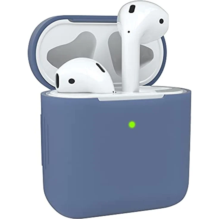 EAZY CASE - Schutzhülle für AirPods 1 & 2 Hülle Blau Silikon Case Stoßfest mit Deckel Schutz Antikratz Etui Cover rutschfeste Silikonhülle für Airpod Pro 1. / 2. Generation Silikoncase in Dunkelblau und kabelloses Laden
 – Bild 1
