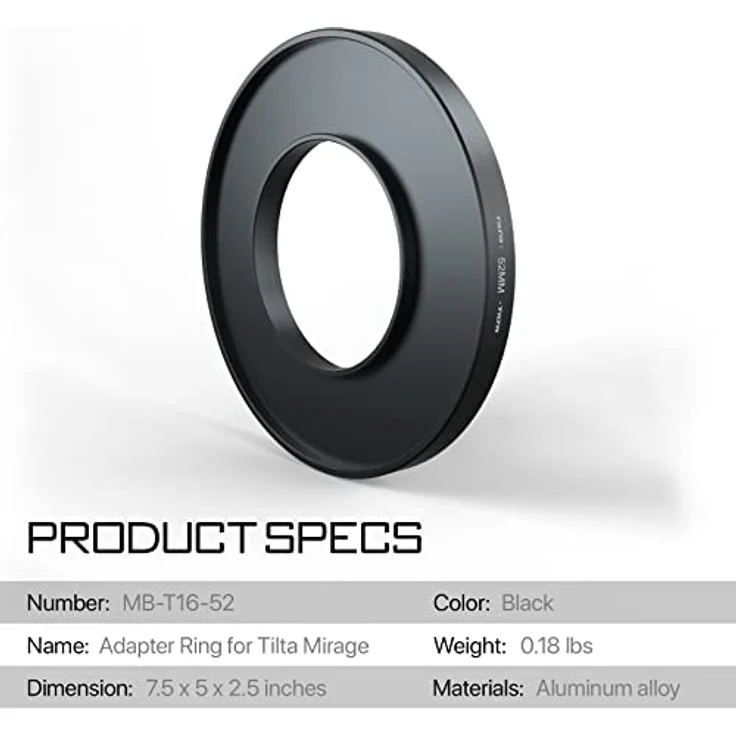 Tilta 52mm Objektivaufsätze Adapterring für MB-T16 Mirage Matte Box, Kamera Objektivadapter MB-T16-52, Schraubbefestigung für Frontlinsen – Bild 3
