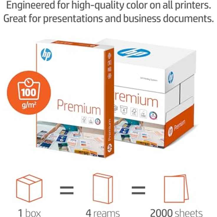 HP Druckerpapier Premium CHP 854: 100g, A4, 2.000 Blatt (4x500), Extraglatt, Weiß - Intensive Farben, Scharfes Schriftbild – Bild 6