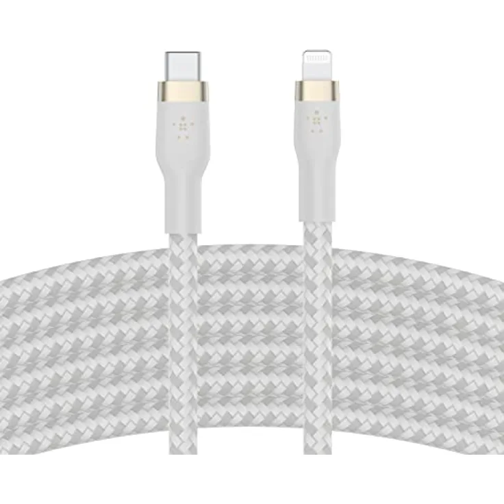Belkin BOOST CHARGE PRO Flex USB-C-zu-Lightning Kabel, 3m, 15W, mfi-zertifiziert, weiß