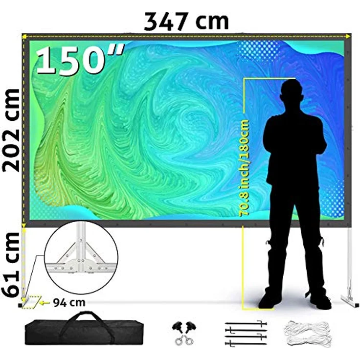 ESMART Professional MIMOBI Faltrahmen-Beamer-Leinwand 332 x 187 cm (150'') 16:9 – Bild 2