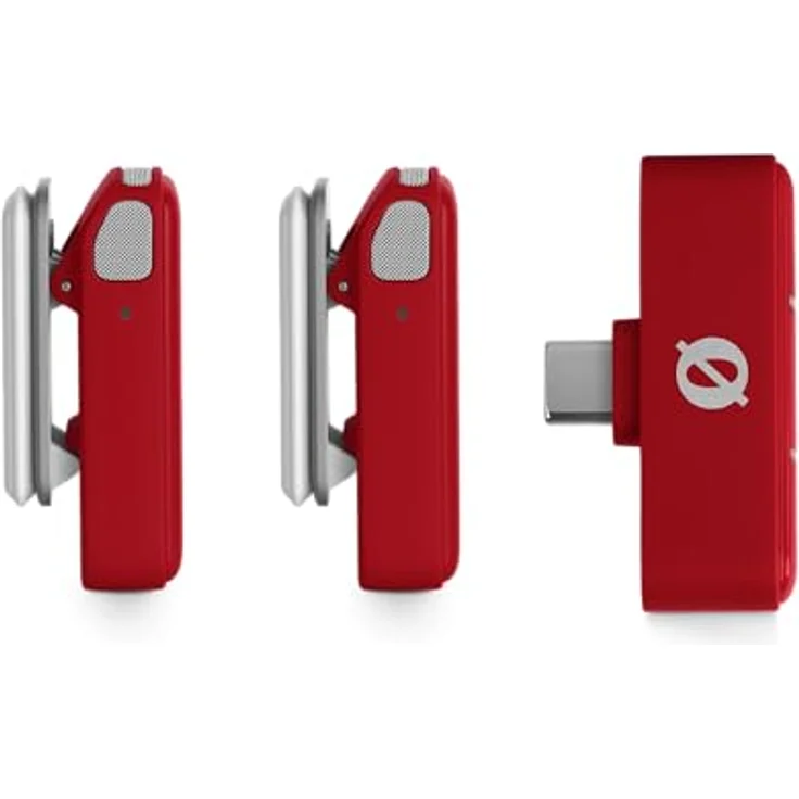 RØDE Wireless Micro, kabelloses Mikrofon-Set mit zwei Mikrofonen und Ladecase für Smartphone, USB-C, Rot, 18 Stunden Akkulaufzeit – Bild 3