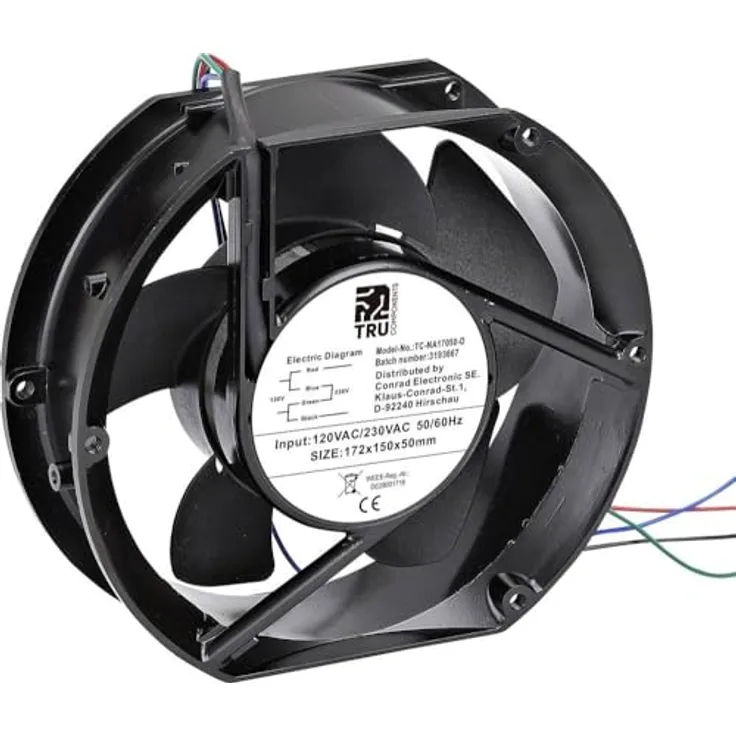 TRU Components Axialventilator TC-NA17050-D 310m³/h, 230V/AC, 120V/AC - 172x150x50mm
