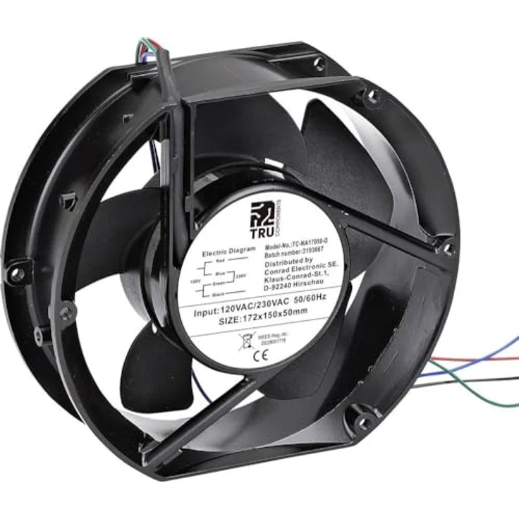 TRU Components Axialventilator TC-NA17050-D 310m³/h, 230V/AC, 120V/AC - 172x150x50mm