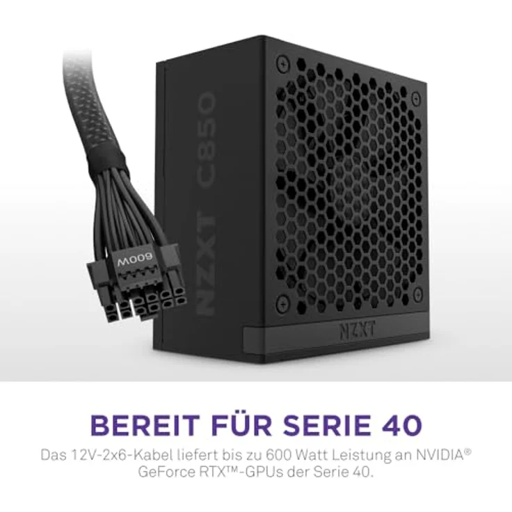 NZXT C850 Gold 2025 ATX 3.1 - Geräuscharmes PC-Gaming-Netzteil, 850 Watt, 80 PLUS Gold, 12V-2x6-Anschluss, Schwarz – Bild 4