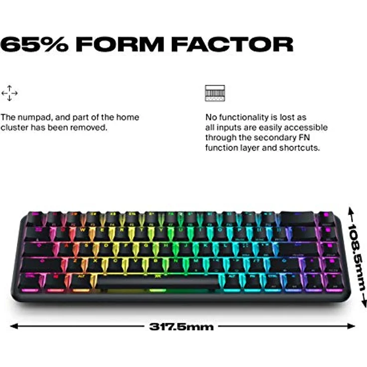 Fnatic STREAK65 Compact RGB Gaming Mechanical Keyboard - Silent Speed Linear Switches - 65% Layout - Low Profile - Esports Keyboard (Nordic Layout; QWERTY) – Bild 3
