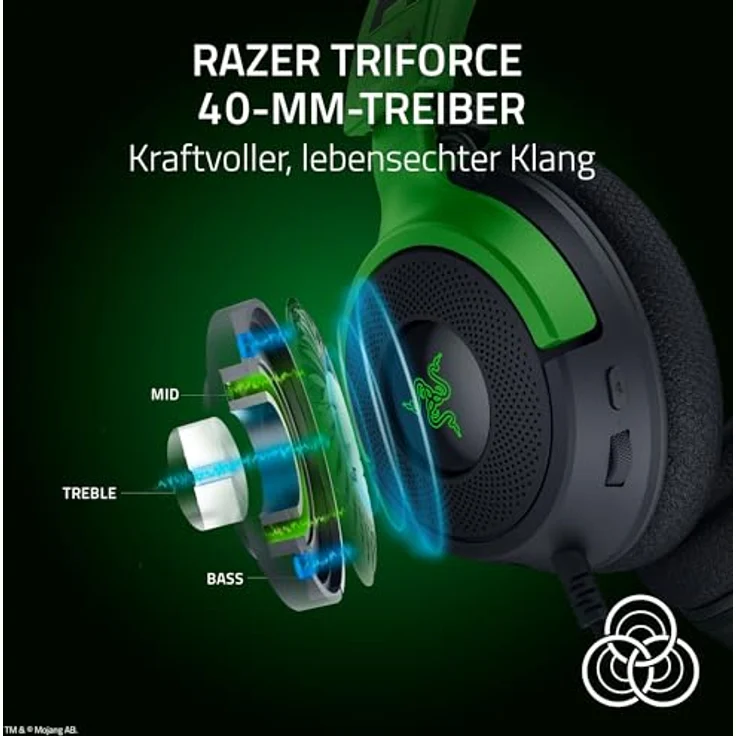 Razer Kraken V4 X Minecraft Edition - Kabelgebundenes USB-PC-Gaming-Headset mit Triforce 40mm-Treiber, Chroma RGB und Surround Sound, Minecraft – Bild 3