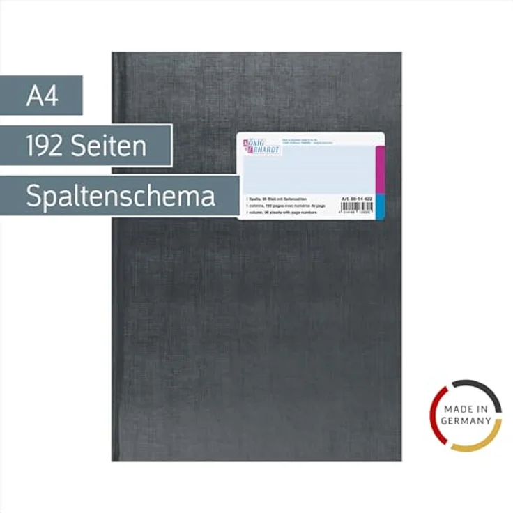 König & Ebhardt Notizbuch Spaltenbuch A4, 1 Spalte, 96 Blatt, Fadenheftung, hellblau – Bild 2