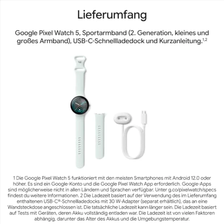 Google Pixel Watch 5 (45mm) LTE, Smartwatch mit AMOLED LTPO Display, IP68, Obsidian – Bild 13