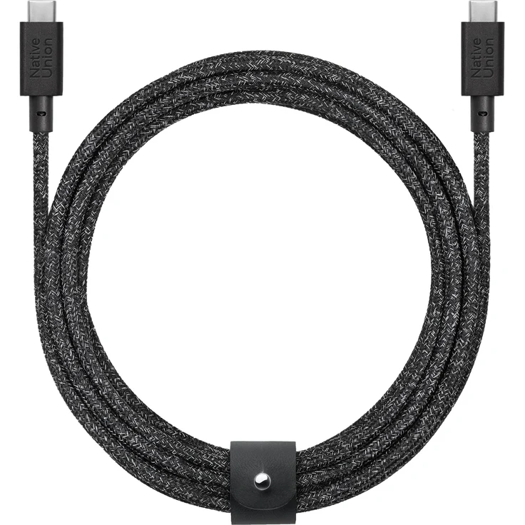 Native Union Belt Cable XL, USB 2.0 Kabel mit 3 m Länge, 100 W Power Delivery, verstärktem Geflecht und Kabelmanagementband