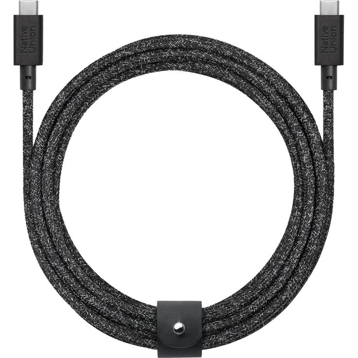 Native Union Belt Cable XL, USB 2.0 Kabel mit 3 m Länge, 100 W Power Delivery, verstärktem Geflecht und Kabelmanagementband