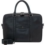 Braun Büffel Theo Businesstasche M, Notebooktasche aus hochwertigem Leder mit separatem Laptopfach, Schwarz