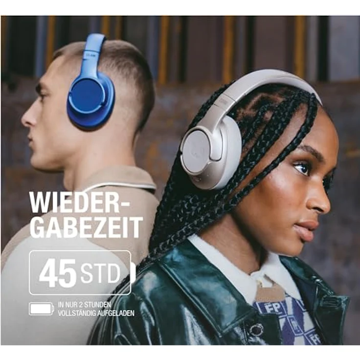 Fresh 'n Rebel Clam Core Bluetooth kopfhörer Over Ear mit ENC-Mikrofon (perfekte Anrufe), Kabellose kopfhörer mit Lautstärkeregler und Tasten für Wiedergabe/Pause, 45h Spielzeit (Blau) – Bild 2