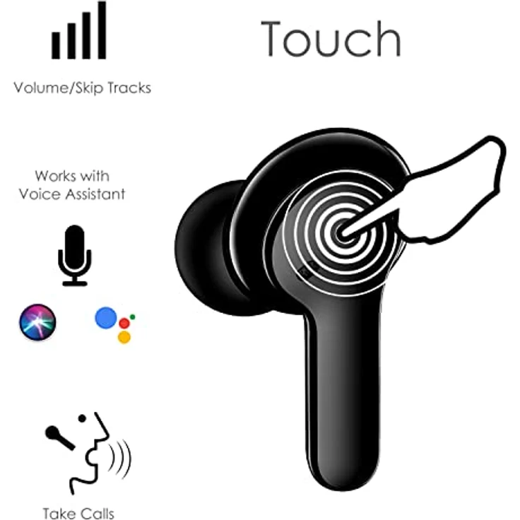 Boompods Bassline Compact True Wireless Bluetooth Kopfhörer, kabellose Ohrhörer & Ladebox, bis zu 27 Std. Spielzeit, TWS In-Ear Kopfhörer mit Noise Cancelling Mikrofon, IPX4 Schutz Ear Buds, Schwarz – Bild 3