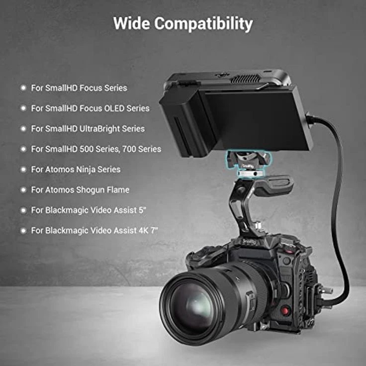 SMALLRIG Kamera Monitor Mount mit Kaltschuhadapter, 360° drehbar und 180° neigbar, Verstellbarer Monitorhalter mit Rändelschraube zum Einstellen der Spannung, mit Anti-Twist-Design – 2905B – Bild 3