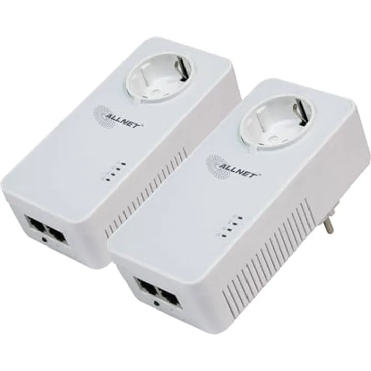 AllNet ALL1681205v2 Powerline 1200Mbit 2er Bundle, RJ45 HomePlugV2 Adapter mit SmartLink Passthrough