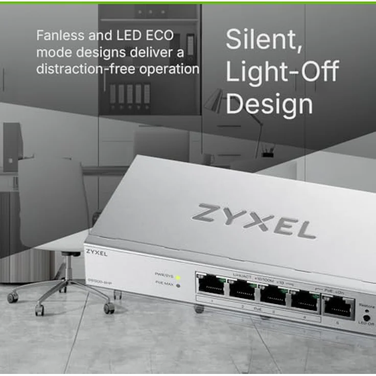 Zyxel GS1200-5HPV3, 5-Port Gigabit PoE+ Switch, smart managed, grau – Bild 6