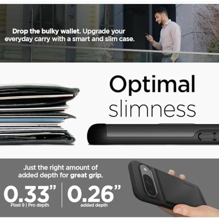 Spigen Slim Armor CS Hülle für Google Pixel 9 Pro und Pixel 9 [Made for Google] -Schwarz, mit eingebautem Kartenfach und doppelschichtiger Schutzhülle – Bild 5