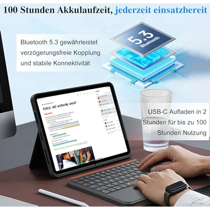 WIWU iPad Pro 11 Hülle mit Tastatur, 3 in 1 Magnetische Abnehmbare Tasche, Beleuchtete Tasten und Touchpad, Schwarz für iPad Pro 11" (M4/M5 2024/2025) – Bild 3