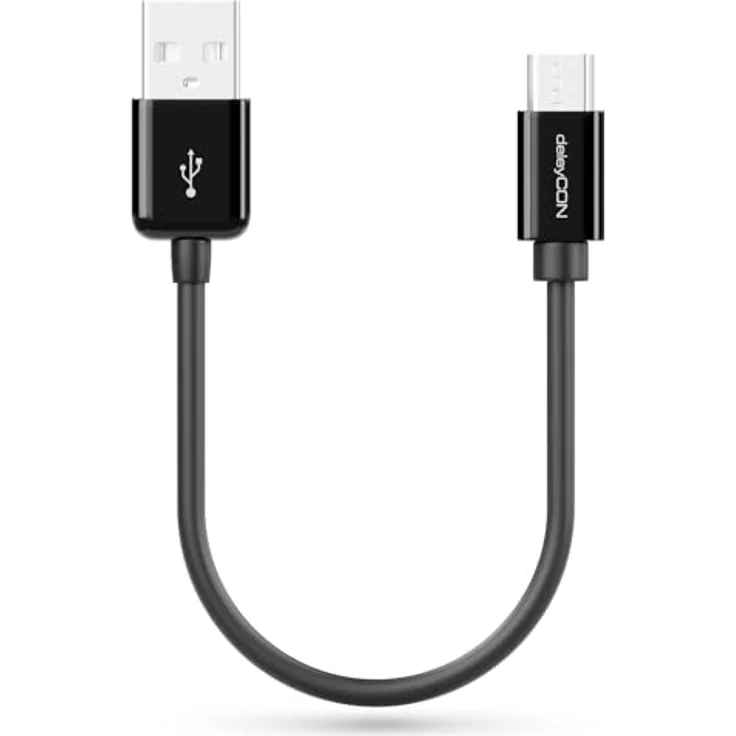 deleyCON 0,15m Micro USB Ladekabel, Hochgeschwindigkeitsdatenkabel für Android Geräte - Schwarz – Bild 4