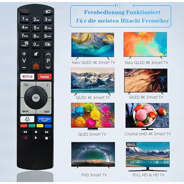 Mycotech Ersatz Fernbedienung RC418P für Telefunken Hitachi Vestel Finlux Edenwood TV, Plug & Play, kompakt und ergonomisch, zuverlässige Signalübertragung bis 10 Meter – Bild 4