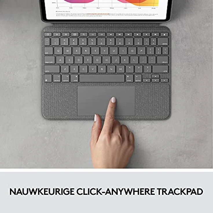 Logitech Combo Touch Tastatur und Foliohülle mit Trackpad für Apple iPad Air, hintergrundbeleuchtet, Apple Smart connector, Englisch, Oxford Grey (920-010303) – Bild 4