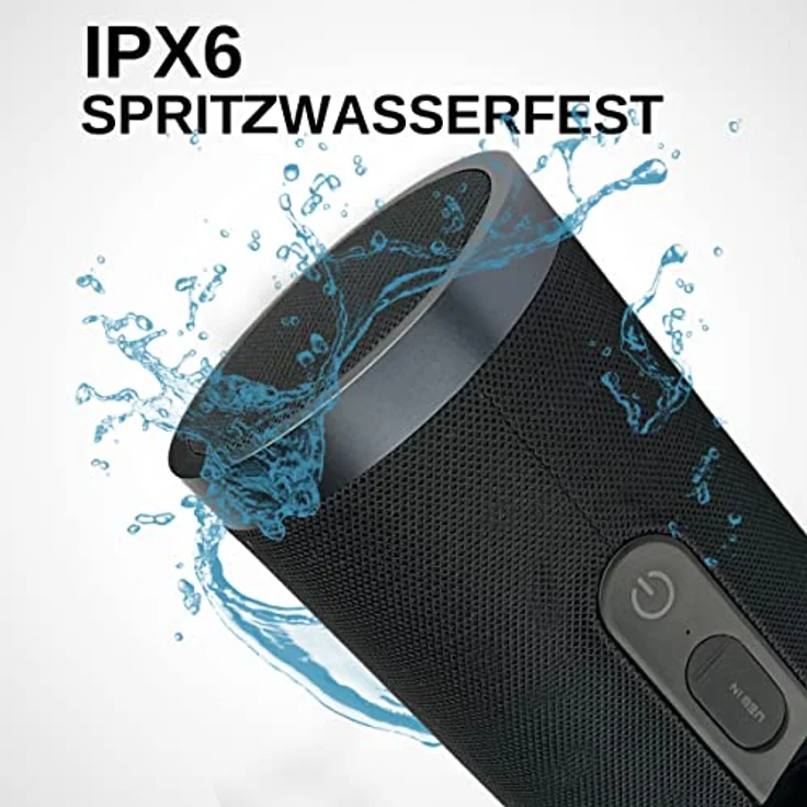 Fontastic „Pisa“ 2-in-1 Bluetooth Lautsprecher-Boxen, Mobile Musik-Box mit Mikrofon, IPX6 Portable Speaker bis zu 13h kabellos Musik hören, Tragbare Sound-Box Schwarz - Preisvergleich – Bild 4