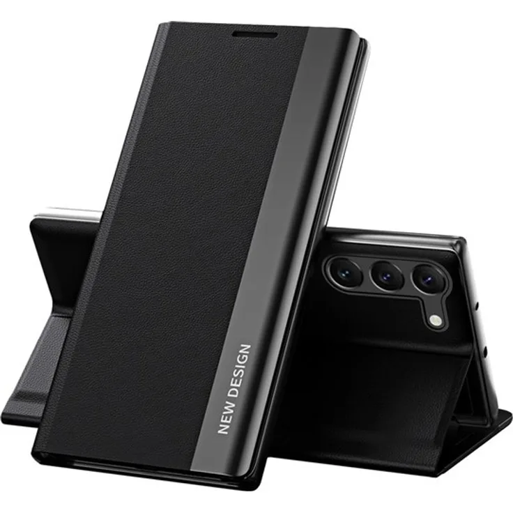 Hurtel Sleep Case Pro für Samsung Galaxy S23+ mit Flip Stand, elegantes Leder, Schwarz
