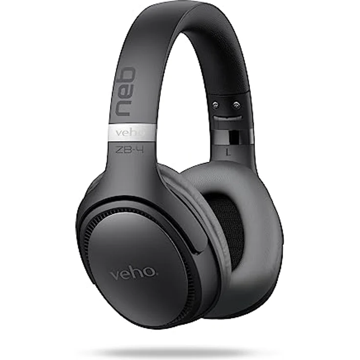 Veho ZB-4, Kabellose Over-Ear-Kopfhörer mit Mikrofon, 36h Spielzeit, 5.3 Bluetooth, 44mm Treiber, USB-C Laden, schwarz – Bild 3