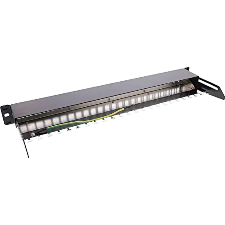 InLine® Patchfeld 24-Fach, Keystone Leerblech Patchpanel mit Auszug, 19", 1HE, schwarz RAL9005, geeignet für Cat.6A/Cat.6/Cat.5 Module – Bild 3