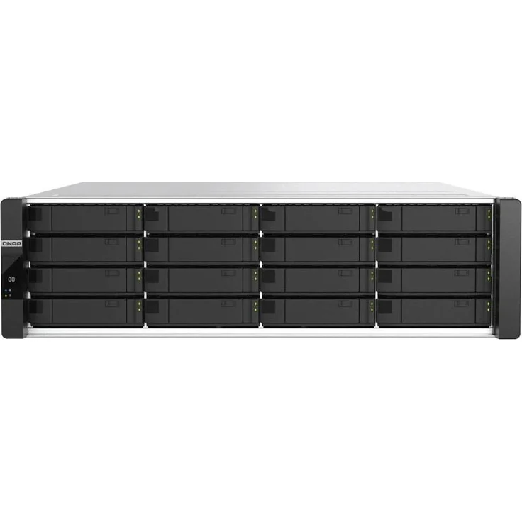 QNAP 16-Bay ENTPR ZFS NAS, Rackmount-NAS mit Intel Xeon D-2123IT, 128 GB RAM, 512 TB Speicherkapazität, Hot-Swapping, Schwarz