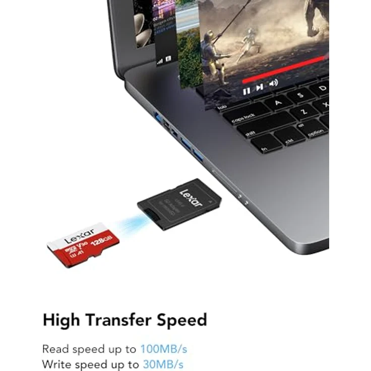 Lexar Micro SD Karte 128GB 3er Pack, UHS-I, U3, A1, V30, C10, bis zu 100 MB/s Lesegeschwindigkeit, 4K UHD, inkl. Adapter für Kamera und Smartphone – Bild 2