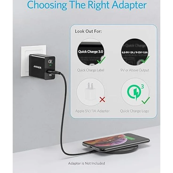 Anker Wireless Charger PowerWave Ladepad, Kabelloses 7.5W Ladegerät für iPhone 11/XR/XS/X/8, 10W für Samsung Galaxy S20/S10/S9/S9+/S8 (Netzteil Nicht inklusive, 120cm Kabel inklusive) – Bild 3