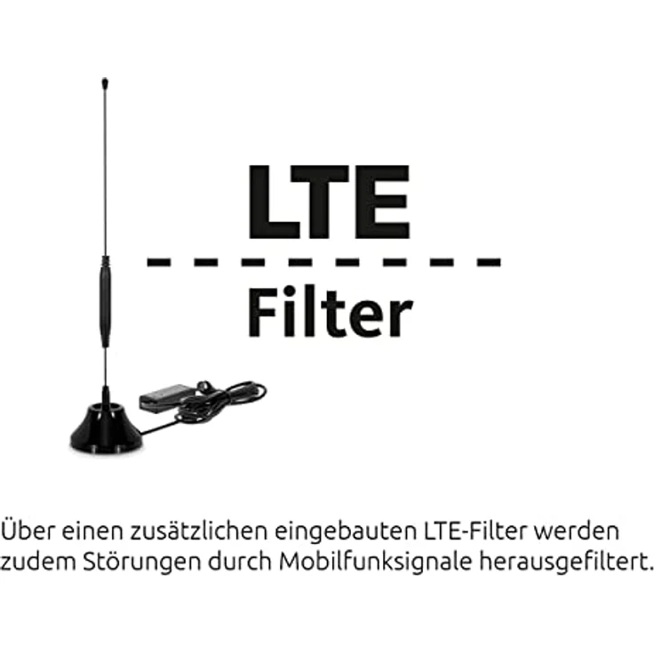 TechniSat DIGIFLEX TT5 - DVB-T/DAB+/UKW Stabantenne mit eingebautem Verstärker (LTE-Filter, Magnetfuß, 26dB-Verstärker) schwarz – Bild 4