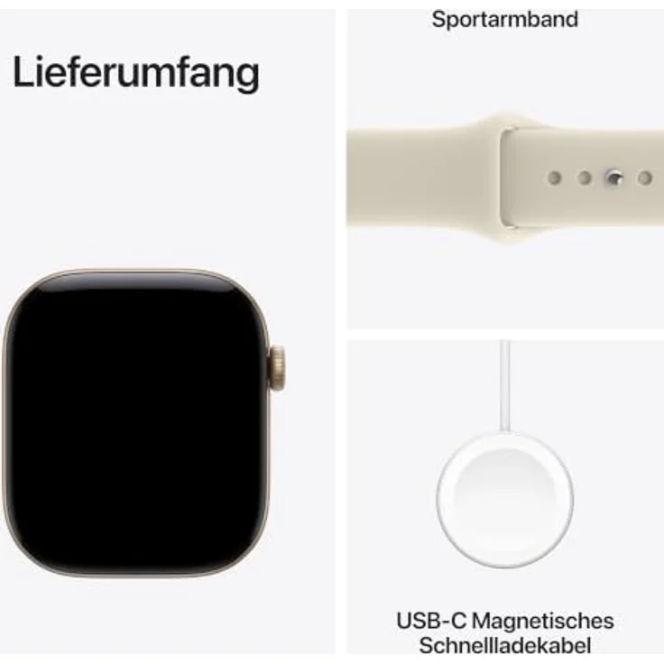 Apple Watch Series 12, Smartwatch 46mm mit Lichtgold Aluminium Case, Sand Sport Band M/L, Gesundheits- und Fitness-Tracker, Ceramic Shield 2, Schnellladefunktion – Bild 7