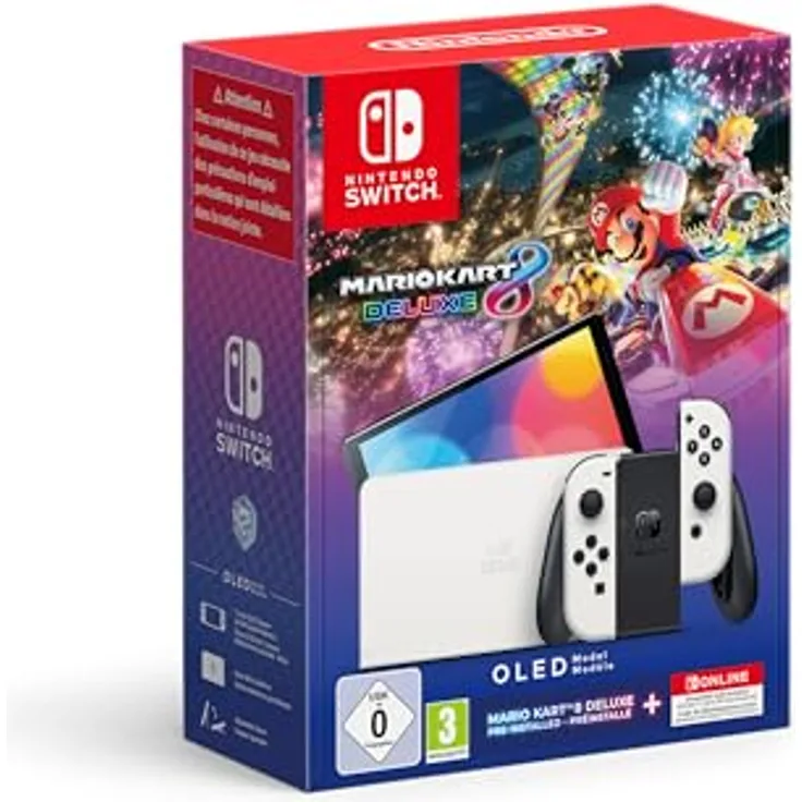 Nintendo Switch™ – OLED-Modell (weiß) + Mario Kart 8 Deluxe Switch Online – 12-monatige (365-tägige) Einzelmitgliedschaft