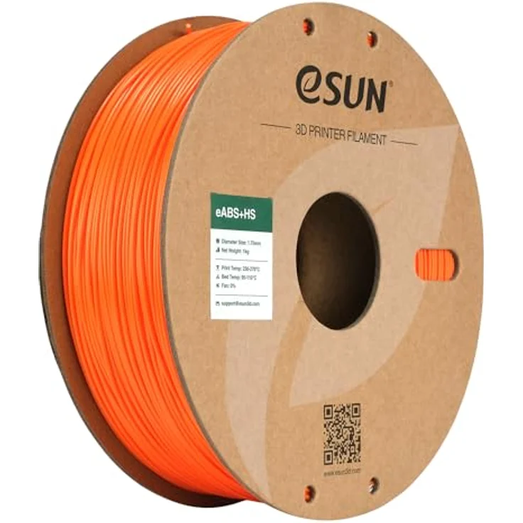 eSUN ABS+ Filament 1.75mm, Hochgeschwindigkeits 3D Drucker Filament mit Maßgenauigkeit +/- 0.03mm, 1KG Spule, Wärmebeständig, Orange – Bild 1