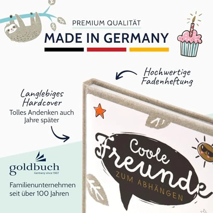 Goldbuch Freundebuch Happylife Faultier - 88 illustrierte Seiten, 15 x 21 cm – Bild 4