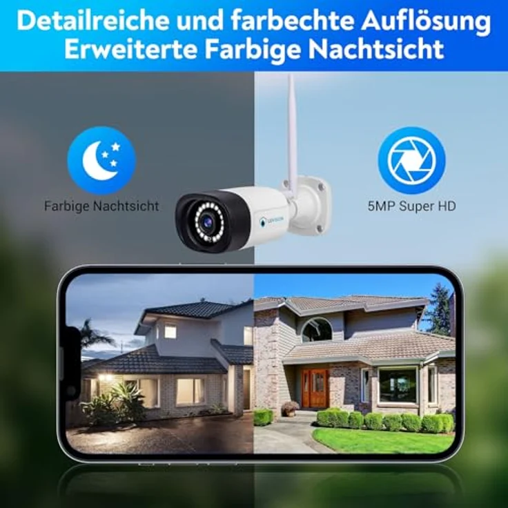 LUVISION WLAN Funk Überwachungskamera - hochauflösendes Überwachungssystem mit 5MP Kameras für den Innen- und Außenbereich, wetterfeste Ausführung, 4 Kameras – Bild 2