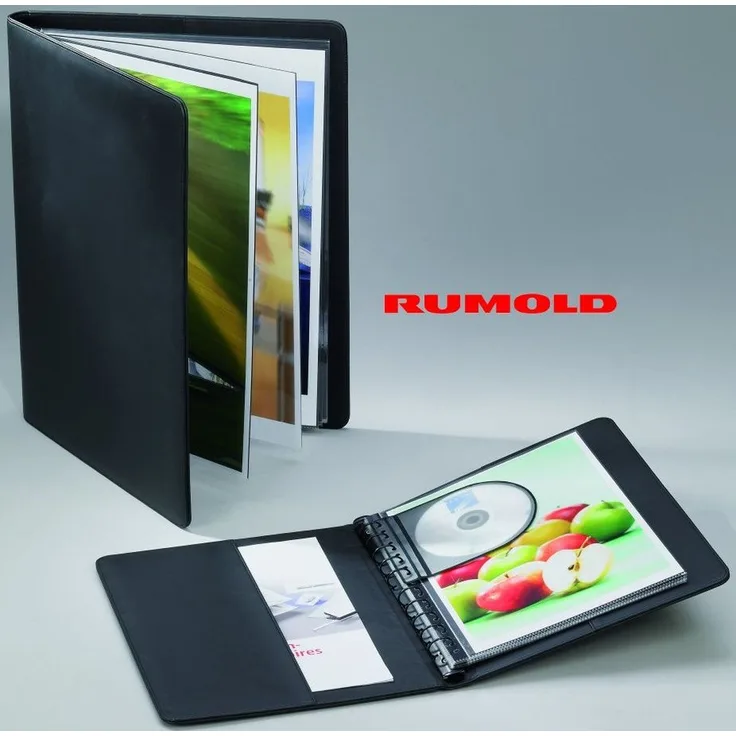 Rumold Präsentationsordner A3 aus schwarzem Kunstleder, mit Multiringmechanik und 10 Präsentationshüllen