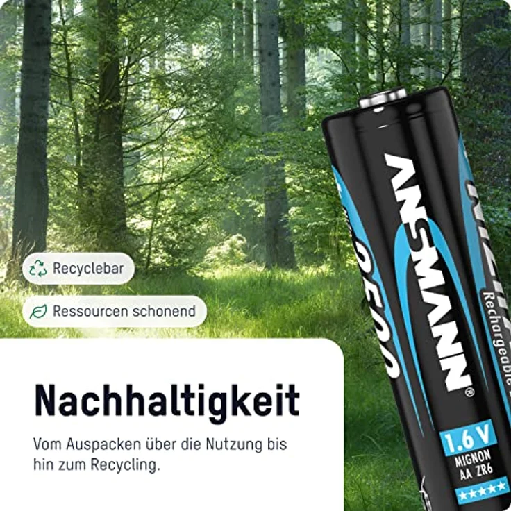 ANSMANN Nickel-Zink Akku AA 1,6V 1600mAh (2500mWh) Mignon NiZn-Ni-Zn Accu AA wiederaufladbare Batterien AA - Ersatz für 1,5V Einwegbatterien (4 Stück) – Bild 3