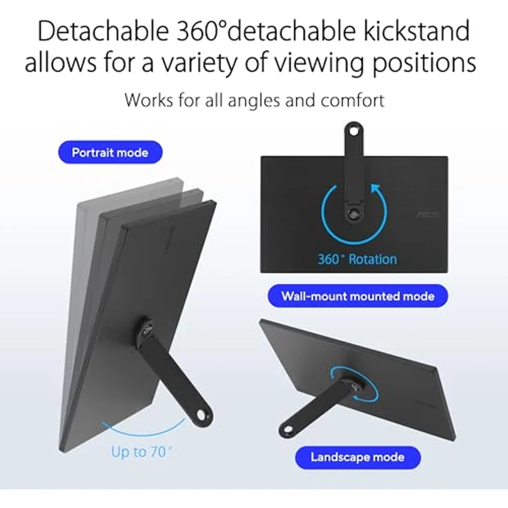 ASUS ZenScreen MB166CR - 15,6 Zoll tragbarer USB Monitor - Full HD, Typ-C, Autorotation, leichtes Design, 360° Kickstand, ZenScreen Sleeve - IPS Panel, 16:9, entspiegelt, schwarz – Bild 2
