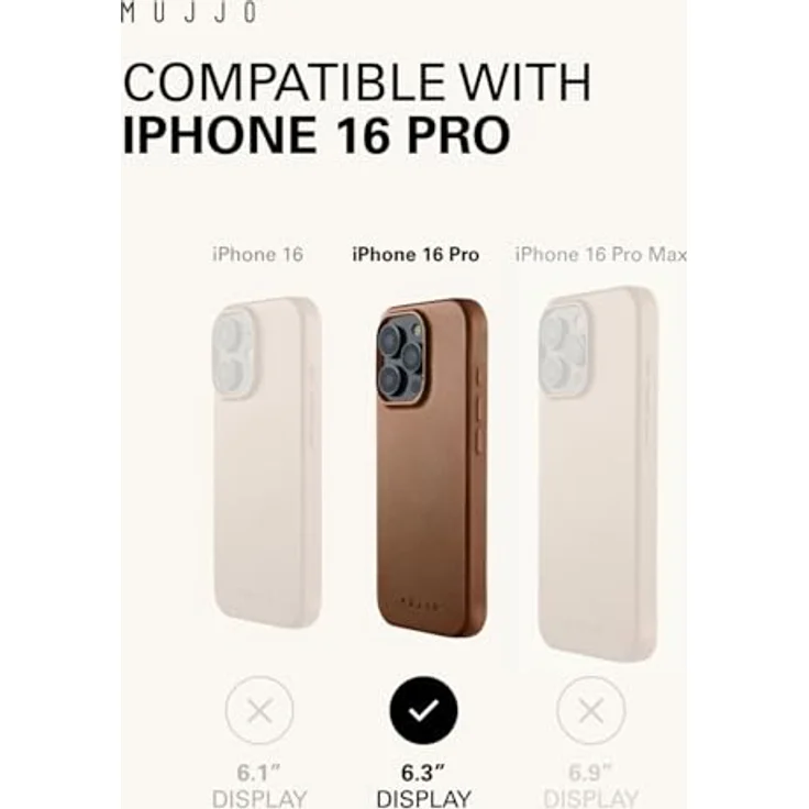 Mujjo Leather Case iPhone 16 Pro Braun - Premium Lederhülle mit MagSafe-Unterstützung – Bild 5