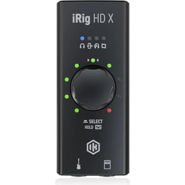 IK Multimedia iRig HD X Gitarren-Interface, High-Definition Digital-Gitarren-Schnittstelle mit Multi-Color LED Signalanzeige, integriertem Stimmgerät, kompatibel mit iPhone, iPad, Mac und PC, inkl. USB-C und Lightning Kabel