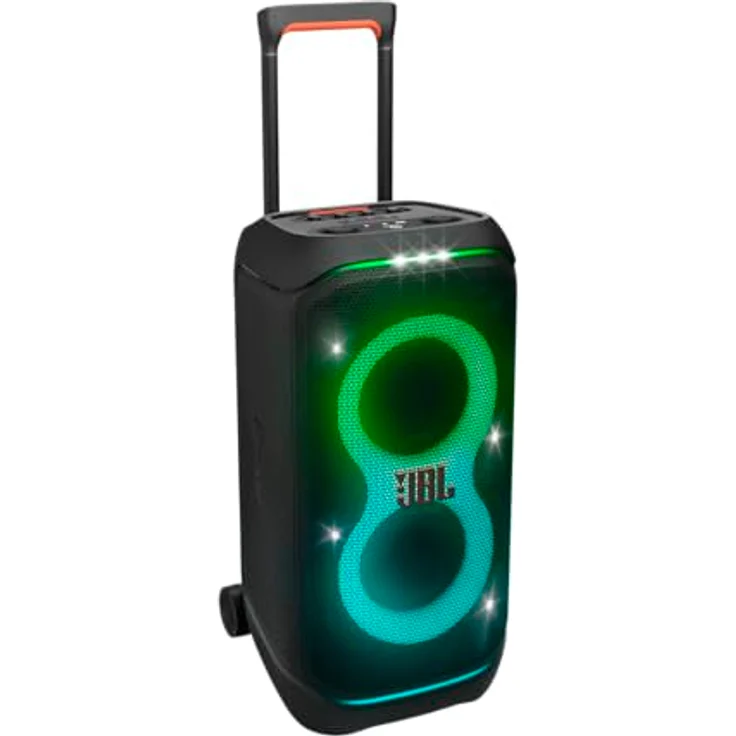 JBL Partybox Stage 320 in Schwarz – Tragbare Bluetooth-Lautsprecher-Box Pro Sound, Lichtshow, KI-Sound-Boost, Rollen und Teleskopgriff – 18 h Laufzeit – Bild 1