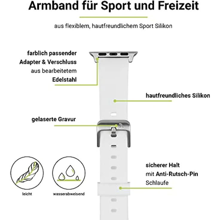 Artwizz WatchBand Silicone für Apple Watch 38/40mm - Weiss Wearables-Zubehör – Bild 2