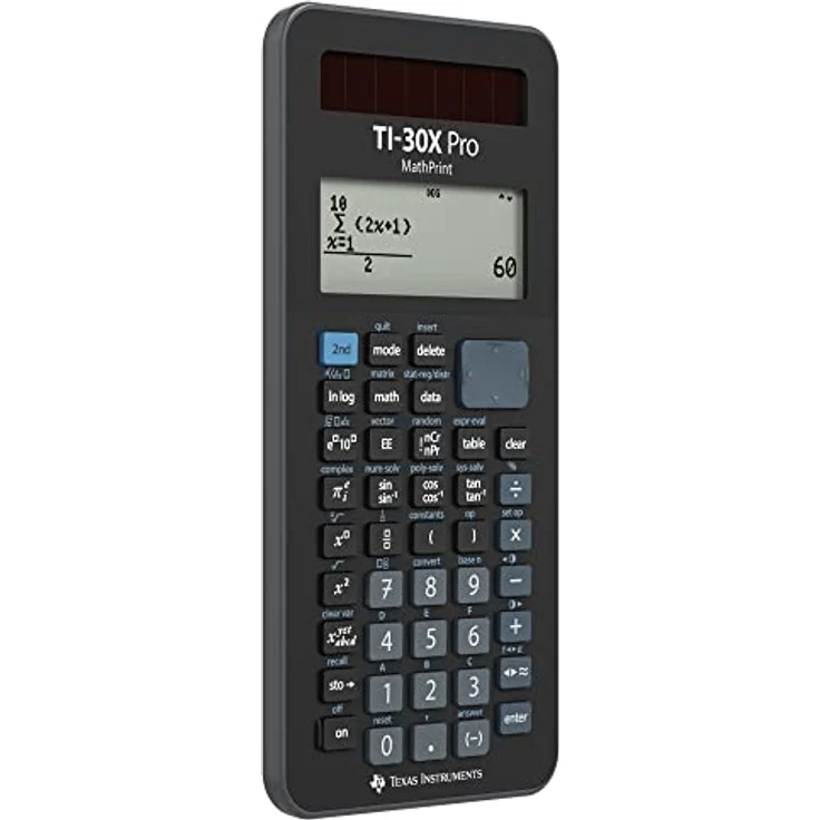 Texas Instruments TI-30X Pro Mathprint Schulrechner (4-zeiliges hochauflösendes Display, Solar- und Batteriebetrieb) Schwarz – Bild 2