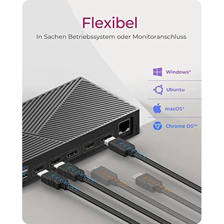 ICY BOX USB-C Docking Station (13-in-1) für 3 Monitore (3x HDMI & 2x DP), 5K 60Hz | 4K 60Hz, 6x USB 3.2 Gen 2 (10Gbit/s) HUB, 100W PD, Gigabit Ethernet, Kartenleser, VESA, IB-DK2246AC – Bild 2