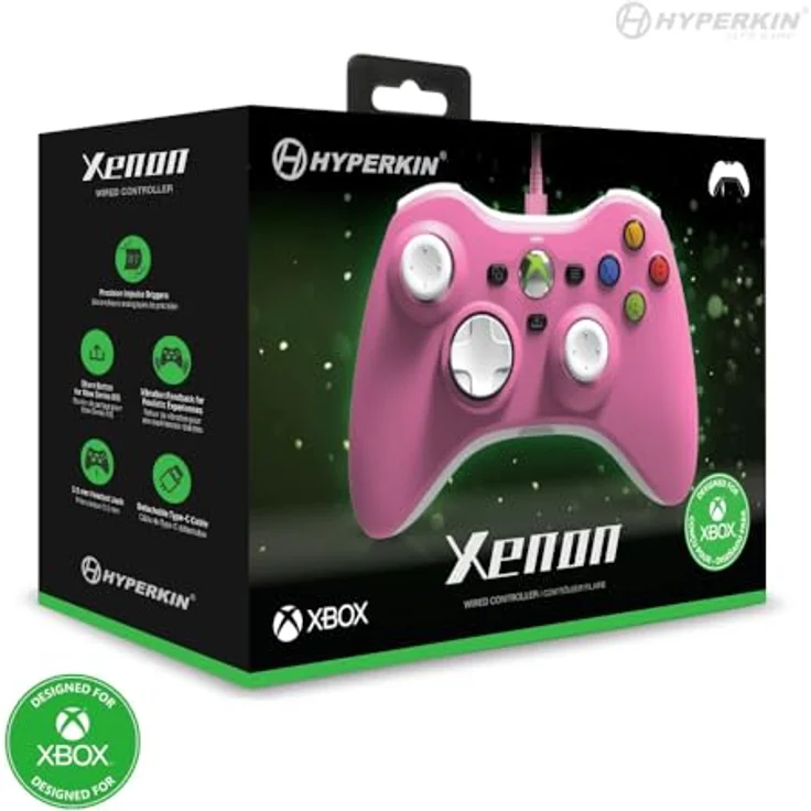 Hyperkin Xenon Wired Controller, Gaming Controller für Xbox X/S, Xbox One und PC, pink, kabelgebunden mit integrierter Vibration und ergonomischem Design – Bild 5